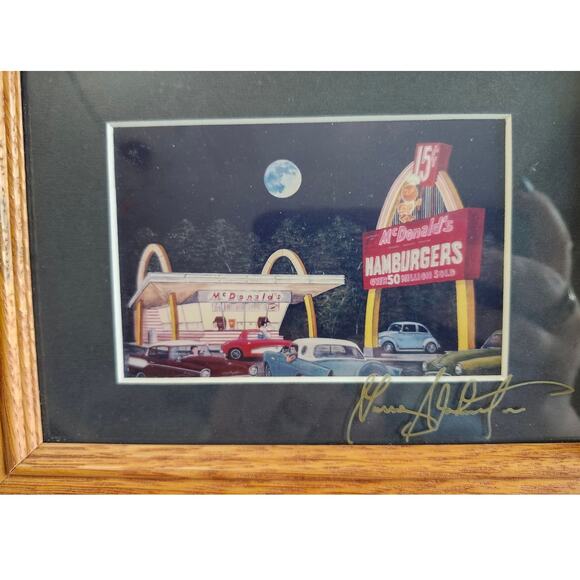 Signed and Framed Larry Johnston McDonalds in Neon photo Print Art - Picture 1 of 9